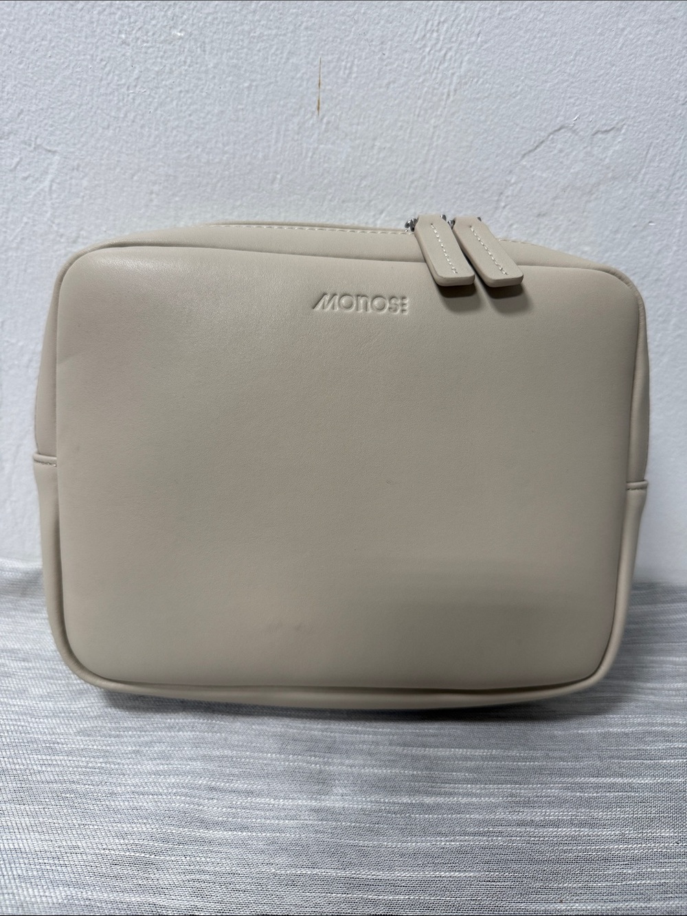 MONOS Cream/ Ivory Premium Vegan Leather Toiletry Organizer Pouch